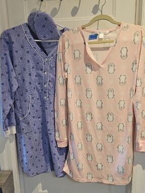 Suko Jeans Pink Penguin-Print Nightshirt & Penmans Purple Nightgown With Slipper